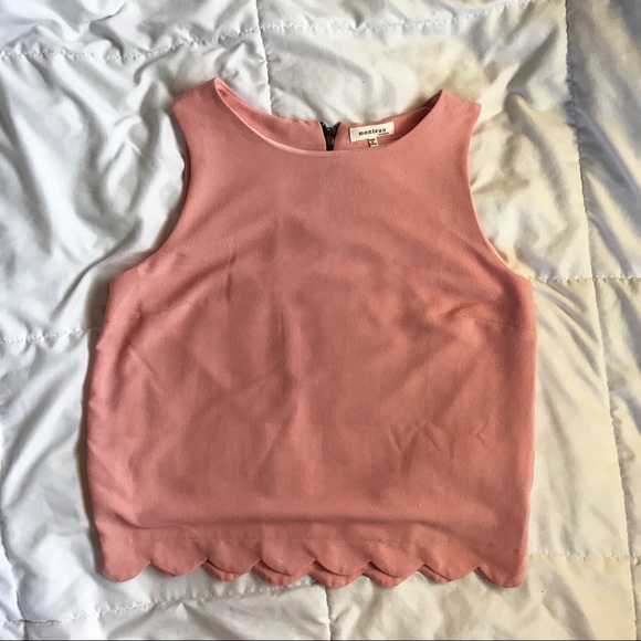 Monteau Tops - Salmon (Pink) Top with Scallop Detailing